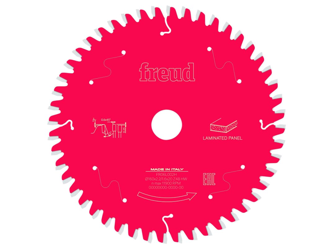 Freud Laminated Panel Circular Saw Blade 160 x 20 x 2.2/1.6mm x 48T F03FS09799