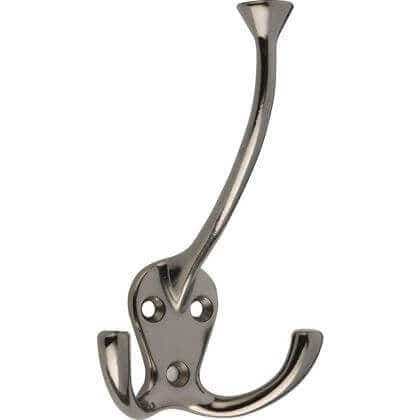 Wide Tip Triple Prong Hat & Coat Hook - Black Nickel - Wall/Door Mountable - Decohooks