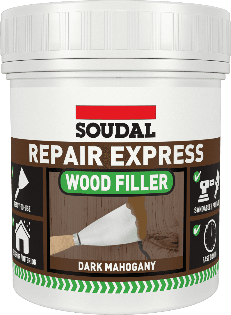 Soudal Repair Express Wood 1 Part Mp Filler Dark/Mahogany 400Gm 167231
