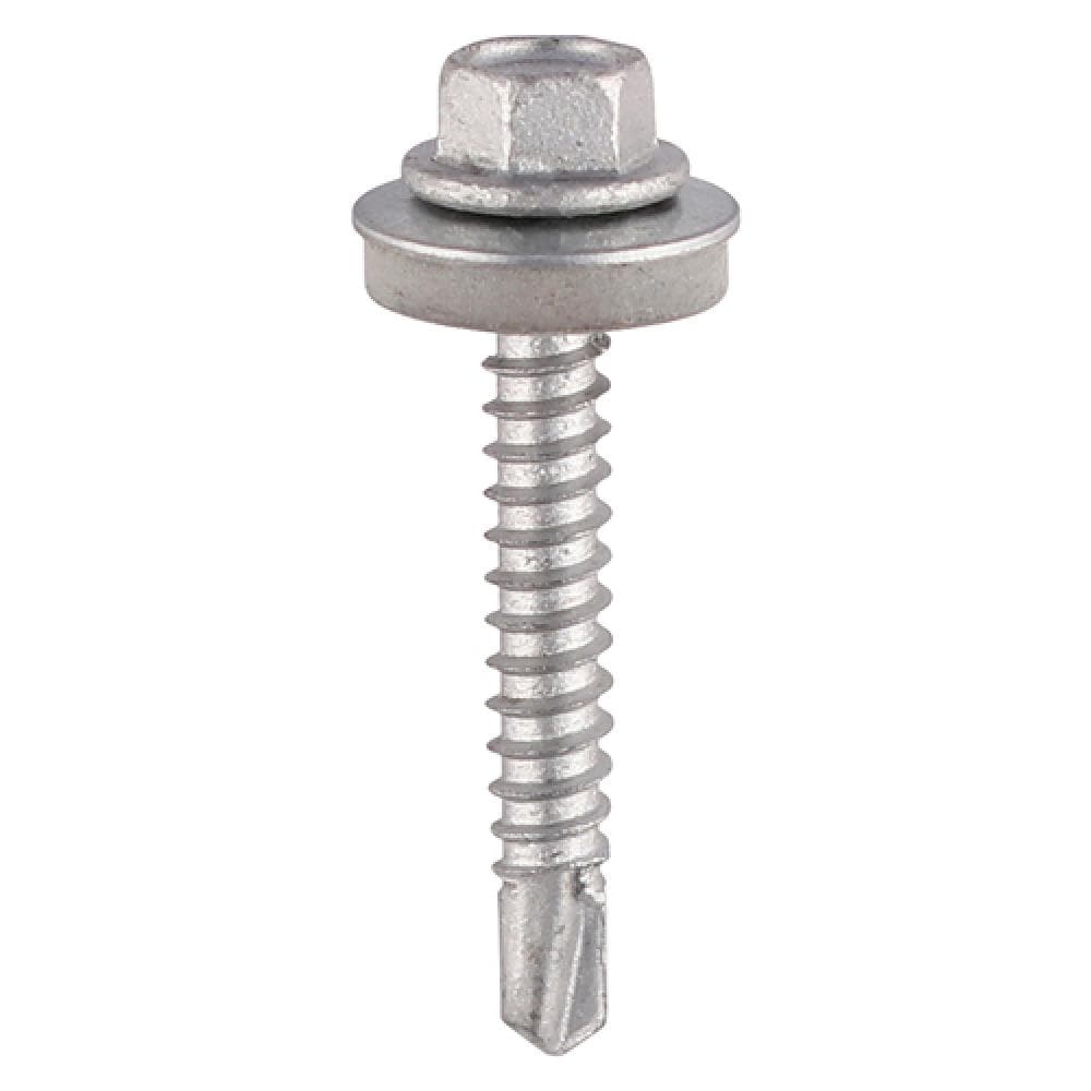 Timco L19W16B Metal Construction Light Section Screws - Hex - Epdm Washer - Self-Drilling - Exterior - Silver Organic 5.5 X 19 Box 100