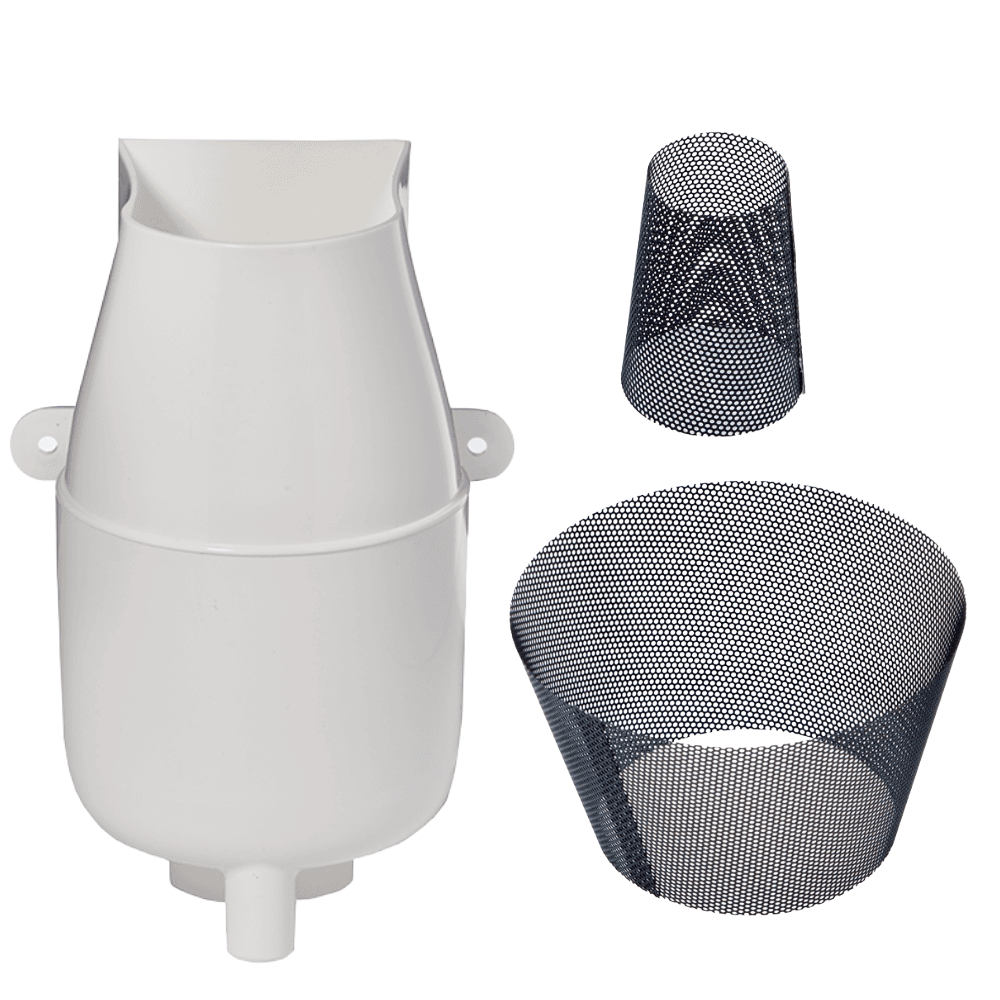 Gutter Mate Diverter & Filter in White & Fine Mesh Insert Bundle Original Organics