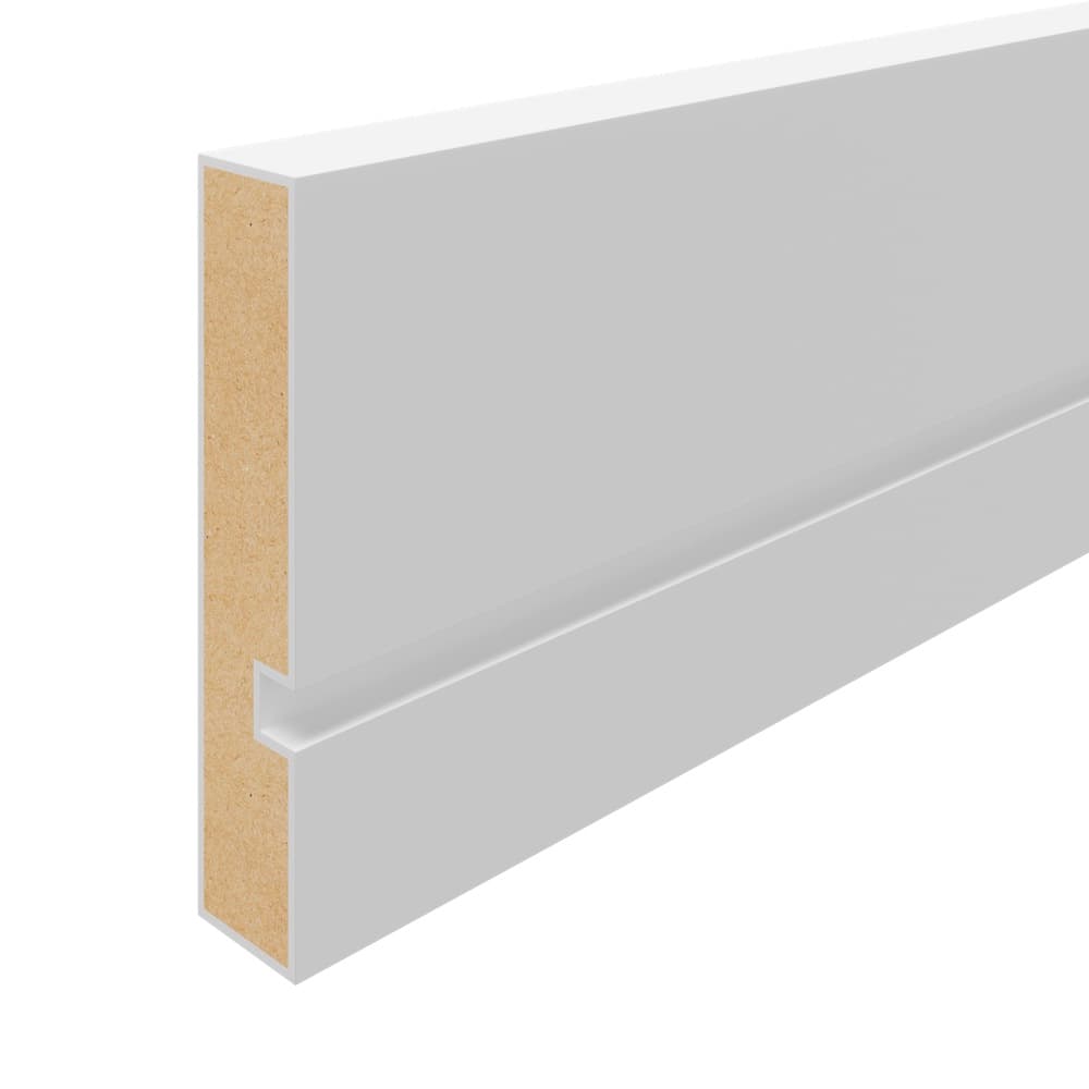 Staircraft White MDF Painted Single Groove Architrave, 14.5x69mm x 4.4m