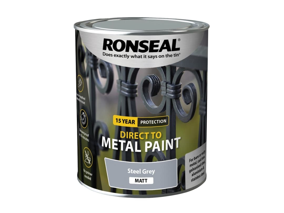 Ronseal Direct to Metal Paint Steel Grey Matt 750ml 39206