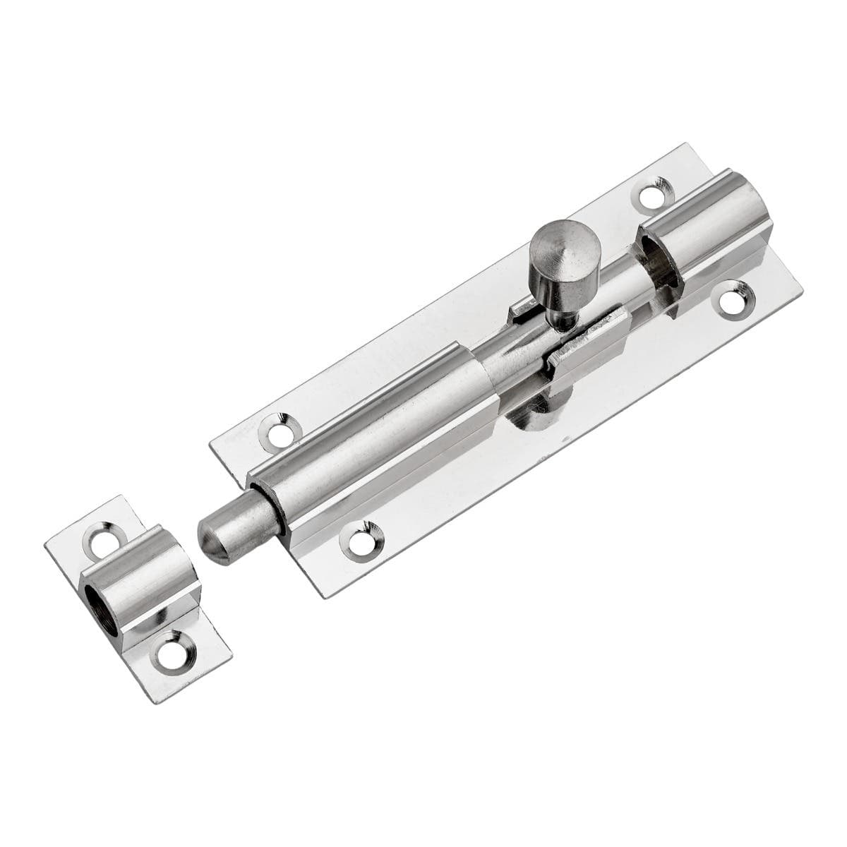Straight Sliding Door Bolt - 76mm - Chrome - Security Solutions
