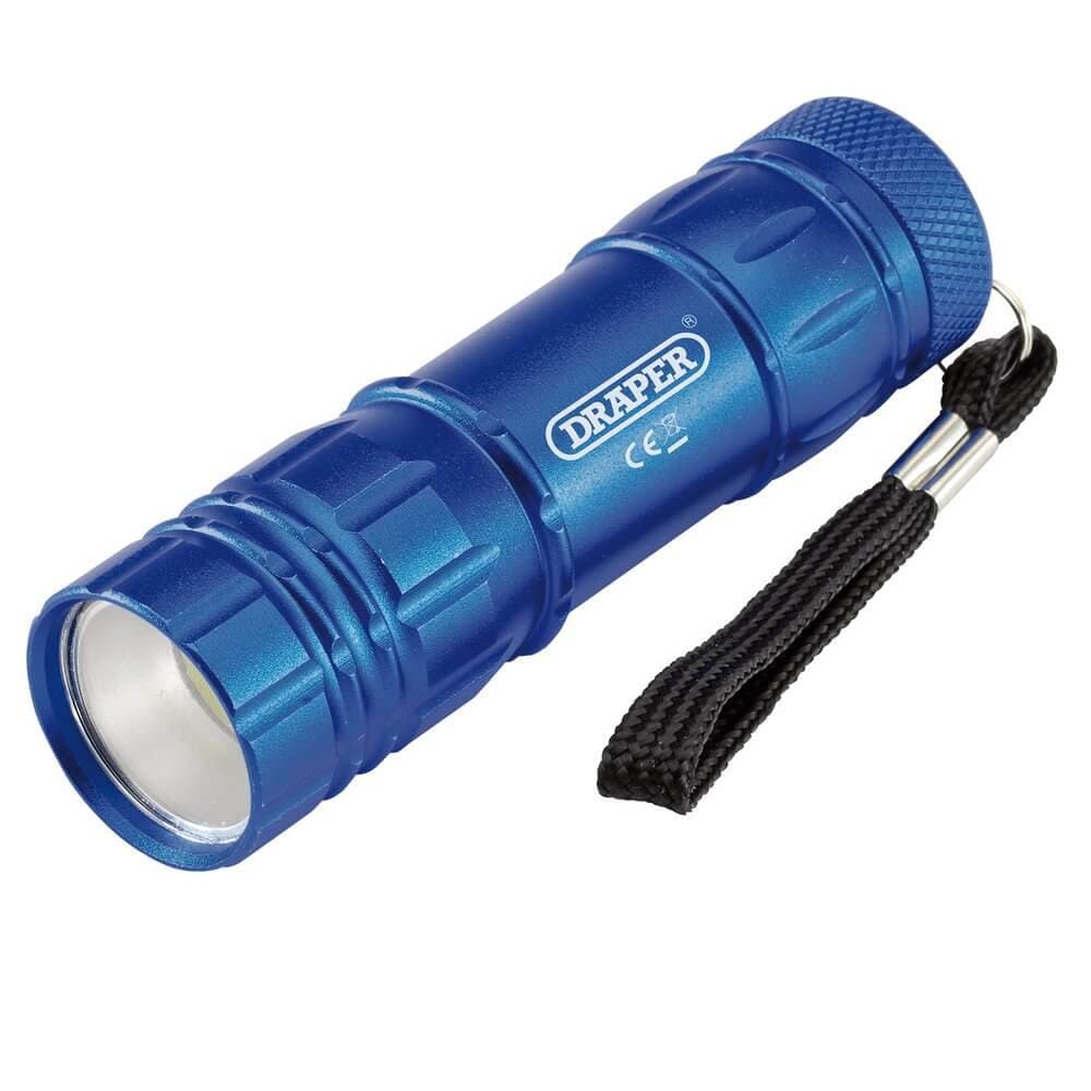 Draper 90103 Cob Led Aluminium Hand Torch 3 X Aaa Batteries Supplied each