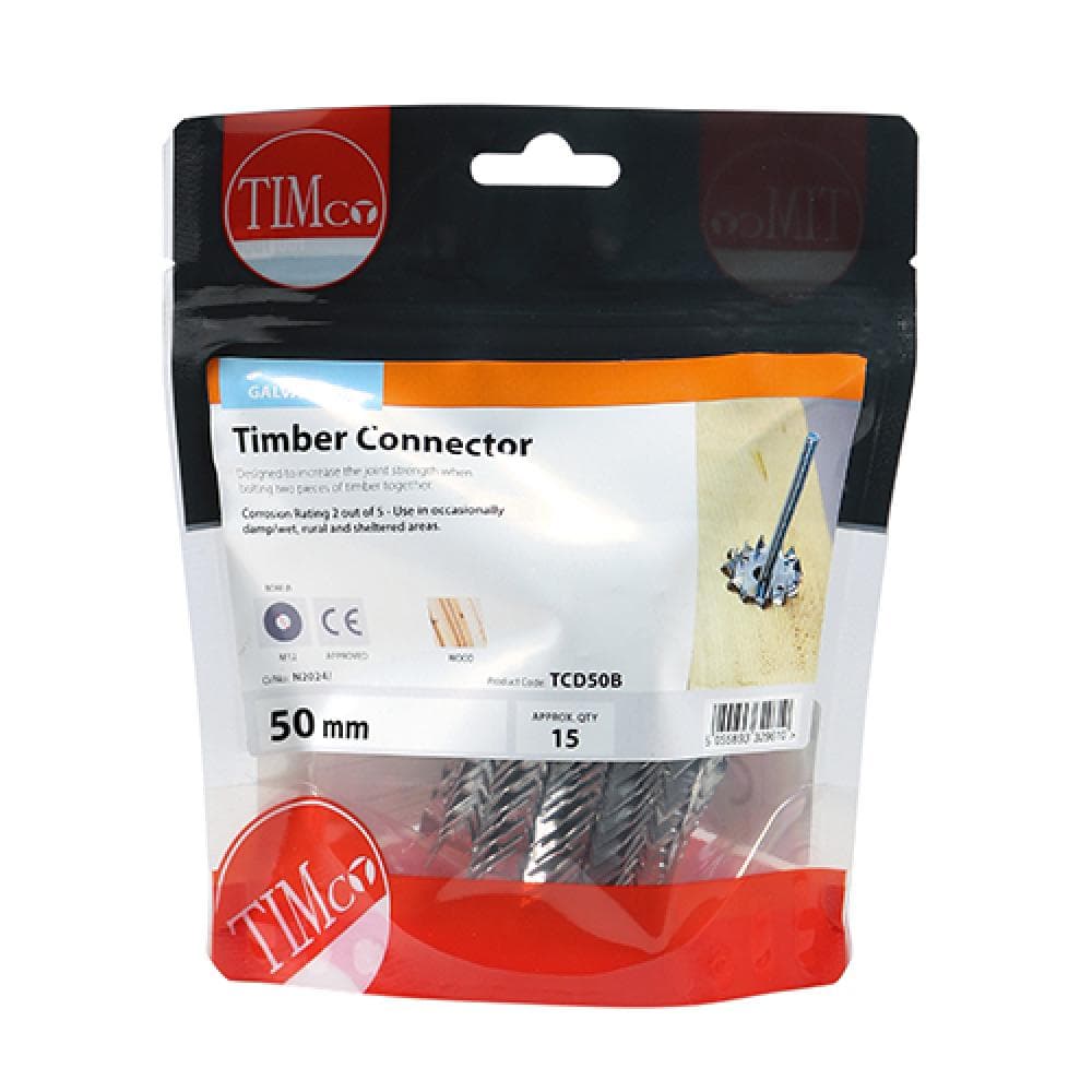 Timco TCD50B Timber Connectors - Double Sided - Galvanised 50Mm / M12 TIMbag 15