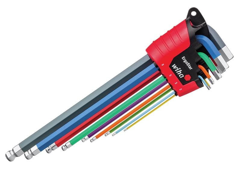 Wiha 43849 Ergostar Colour Hex Ball End L-Key Set 9 Piece