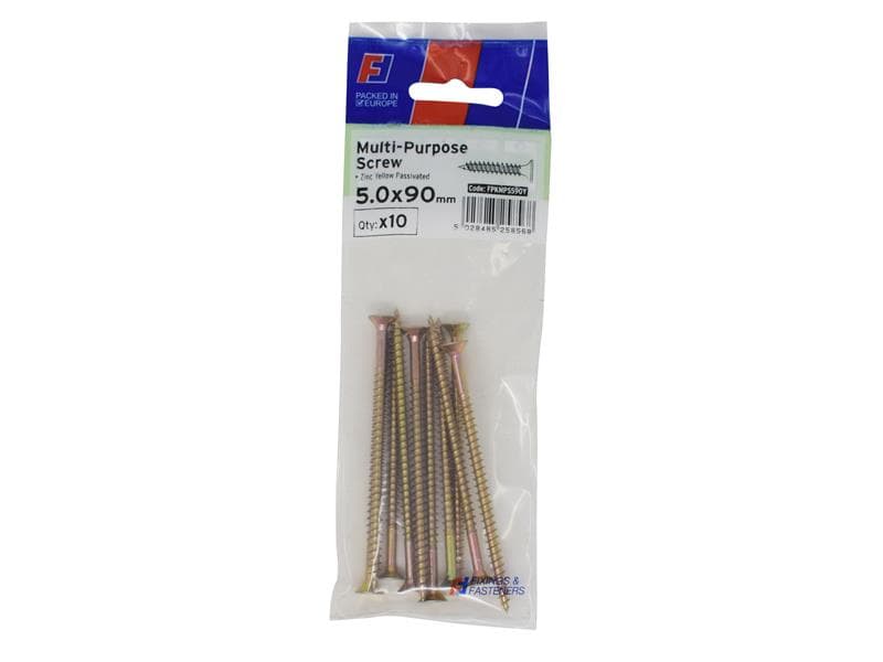 Forgefix FPKMPS590Y Multi-Purpose Pozi Screw Csk St Zyp 5.0 X 90Mm Forgepack 10