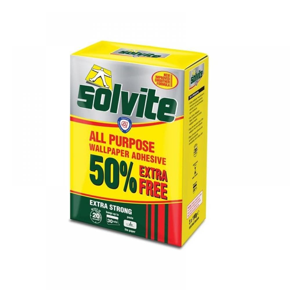 Solvite 1882382 All Purpose Extra Strong Wallpaper Paste - 20 Roll Box With 50% Free