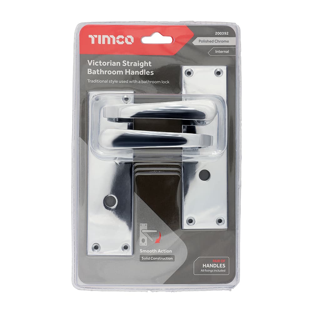 Timco Victorian Straight Bathroom Handles - Polished Chrome Blister Pack 1 200392