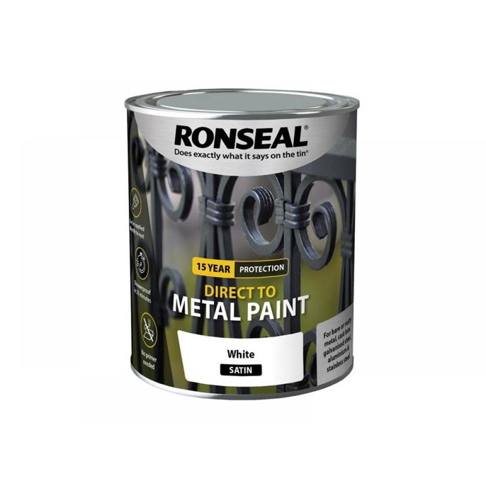 Ronseal 39199 Direct To Metal Paint White Satin 750Ml