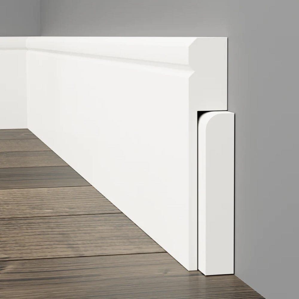 Edge V Grooved MDF Skirting Board Cover White Primed 4100mm x 155mm x 25mm