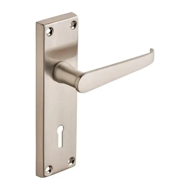 Victorian Straight Lock Door Handle - Satin Nickel - Internal - Designer Levers