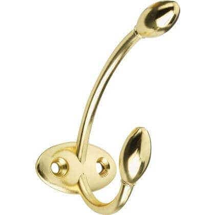 Rosebud Double Hat & Coat Hook - Brass - Wall/Door Mountable - Decohooks