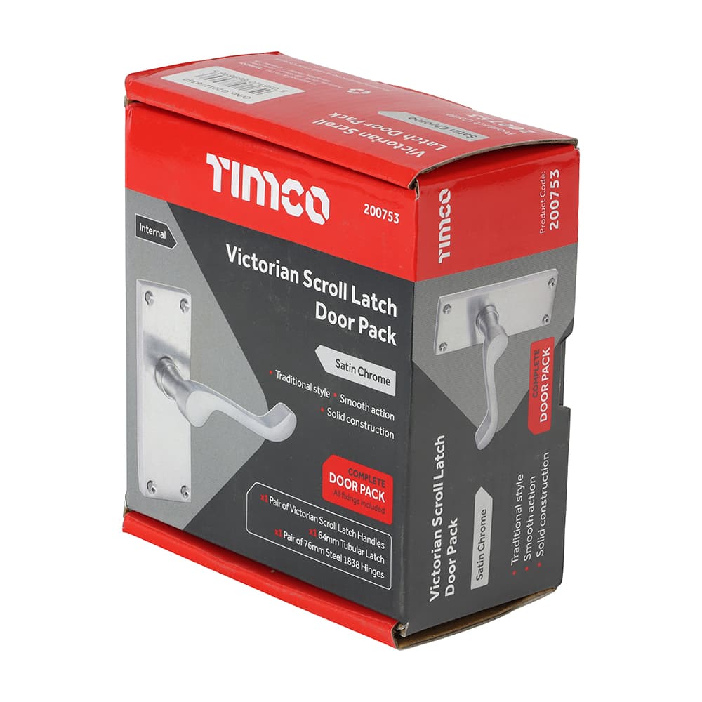 Timco Victorian Scroll Latch Door Pack - Satin Chrome Box 1 200753