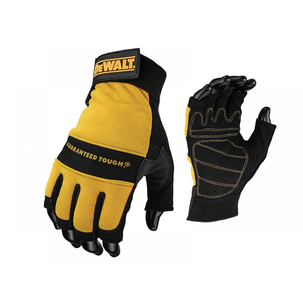 Dewalt DPG23L EU Fingerless Synthetic Padded Leather Palm Gloves - Large