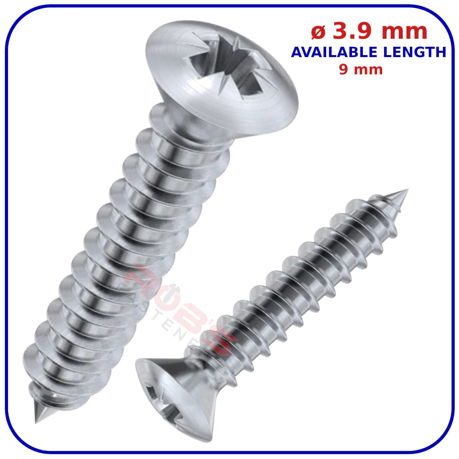 ø 3.9mm SELF TAPPING SCREWS RAISED COUNTERSUNK HEAD POZI ZINC PLATED