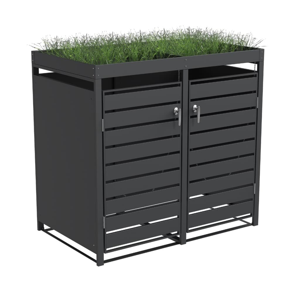 Ecoscape Double Bin Storage with Planter - Charcoal