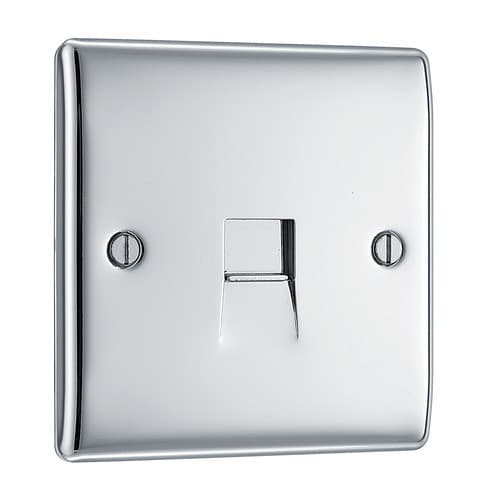 Nexus Metal Polished Chrome Single Rj11 Telephone Socket NPCRJ111-01