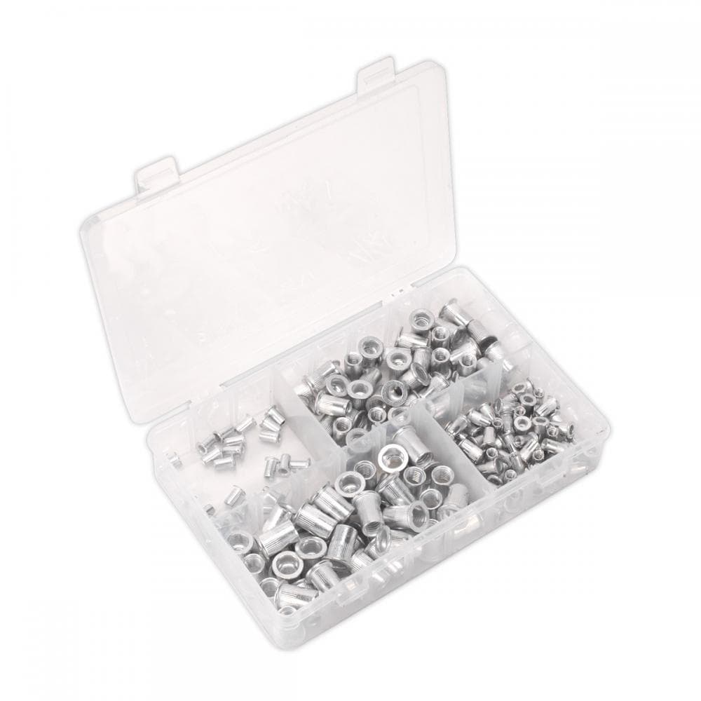 Sealey AB073TI Threaded Insert (Rivet Nut) Assortment 200Pc M4-M8 Splined Metric