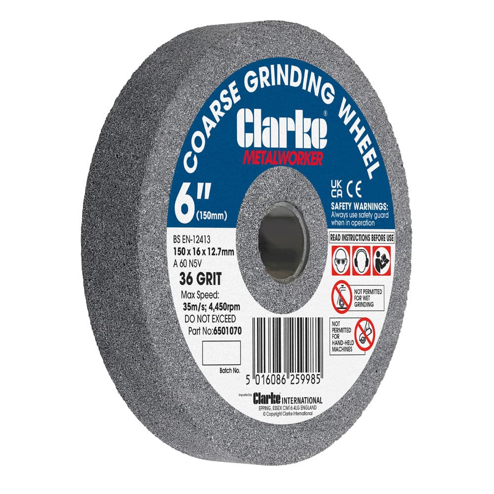Clarke 6 (150mm) Coarse 36 Grit Grinding Wheel 150mm x 16mm 12.7mm Bore"