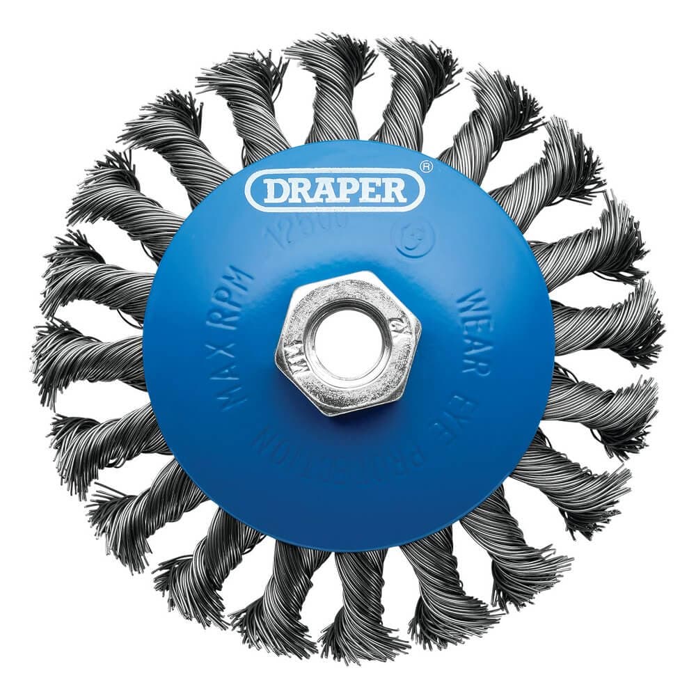 Draper Steel Bevelled Twist-Knot Wire Wheel Brush 115Mm M14 each 1 08063