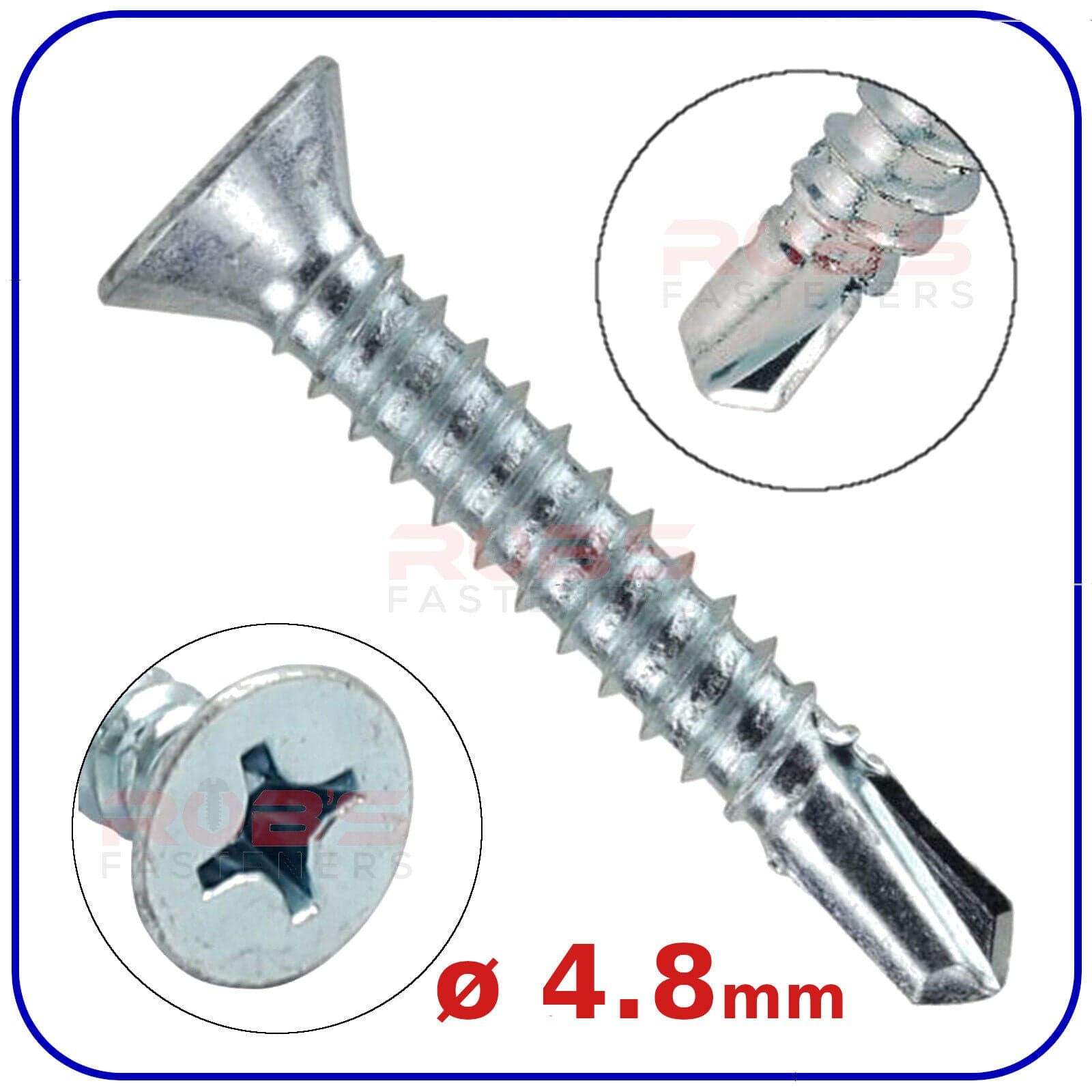 ø 4.8mm SELF DRILLING SCREWS COUNTERSUNK HEAD