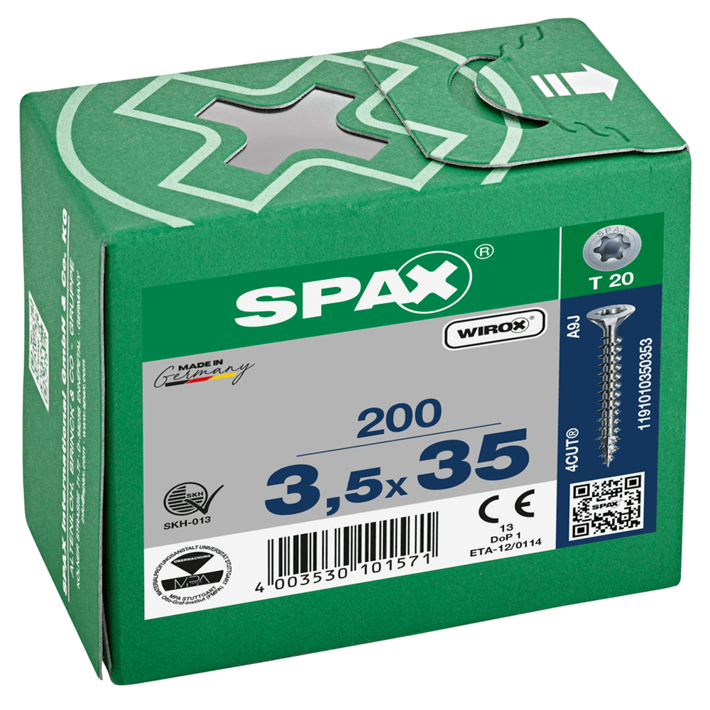 SPAX T-Star Flat Countersunk Screw Wirox Coated 3.5 x 35mm Qty 200