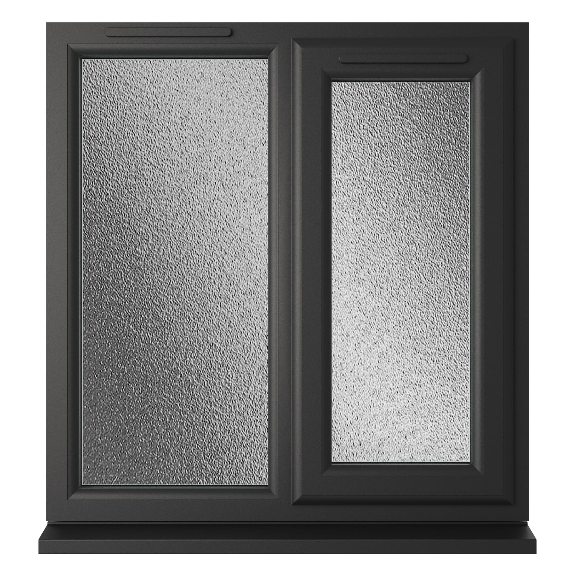 Crystal Triple Glazed uPVC Window Black/White Right Hung 905mm x 965mm Obscure