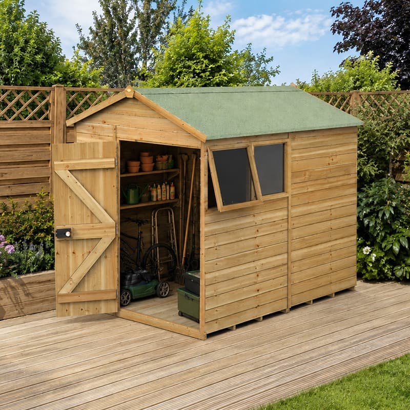 8' x 6' Forest Timberdale 25yr Guarantee Tongue & Groove Pressure Treated Apex Shed (2.46m x 2.03m)