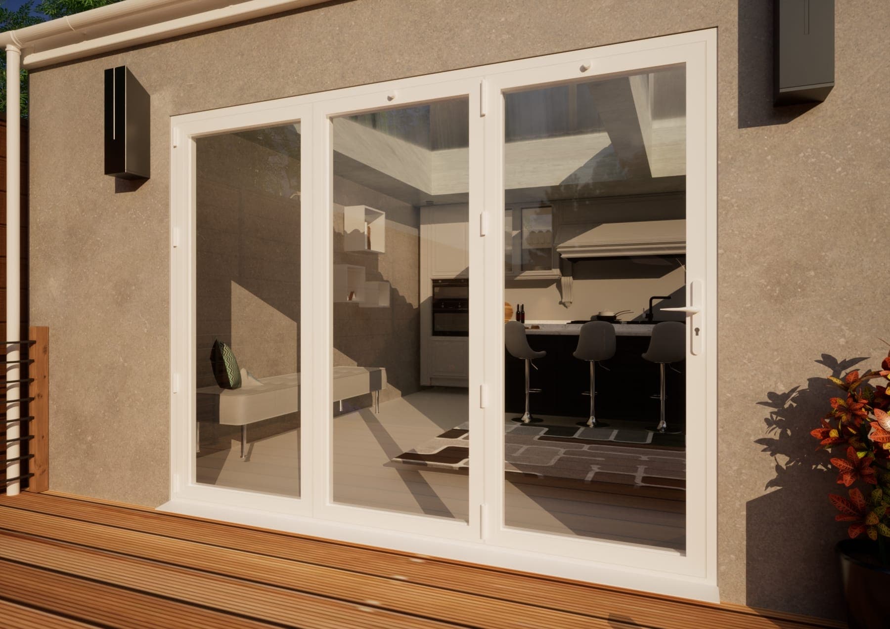 Aluminium Bifold Door Part Q Compliant - 2700mm White - 3 Left