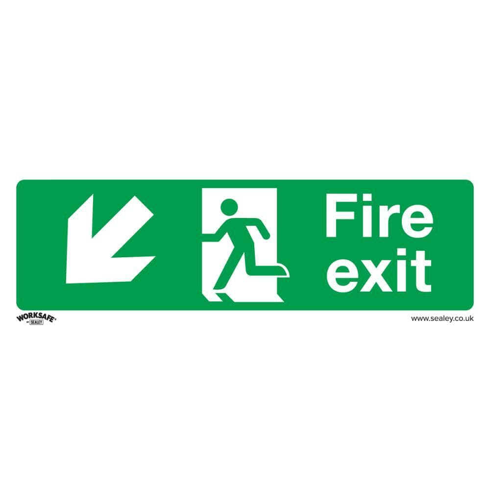 Sealey SS34V10 Safe Conditions Safety Sign - Fire Exit (Down Left) - Self-Adhesive Vinyl - Pack Of 10