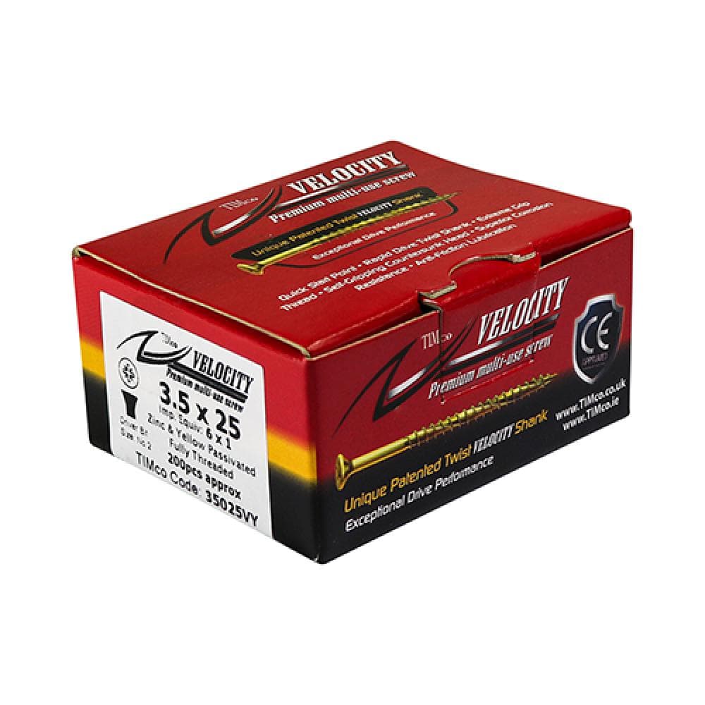Timco 30020VY Velocity Premium Multi-Use Screws - Pz - Double Countersunk - Yellow 3.0 X 20 Box 200