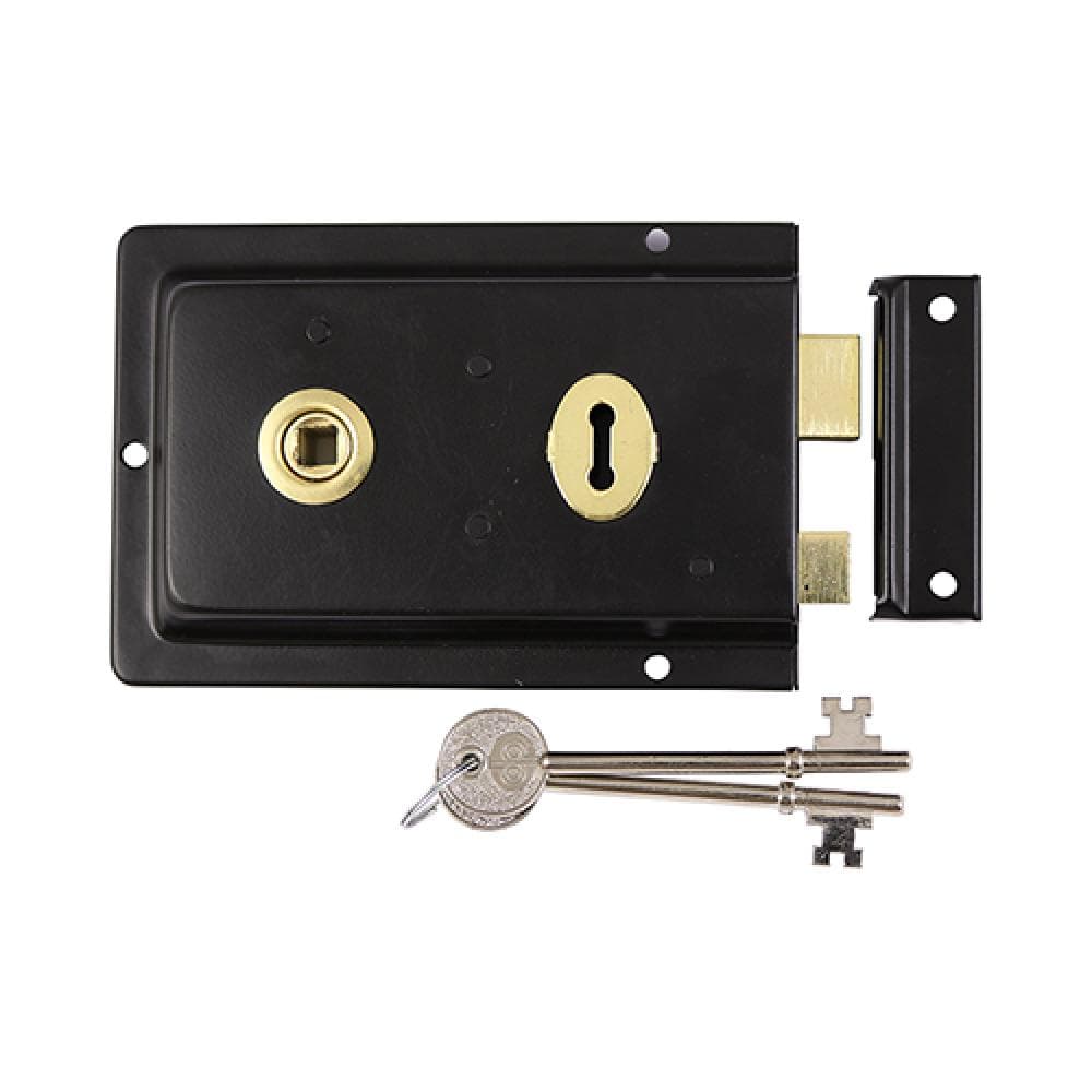 Timco RSLFB Rim Sash Lock Fluted - Black 156 X 106Mm Plain Bag 1