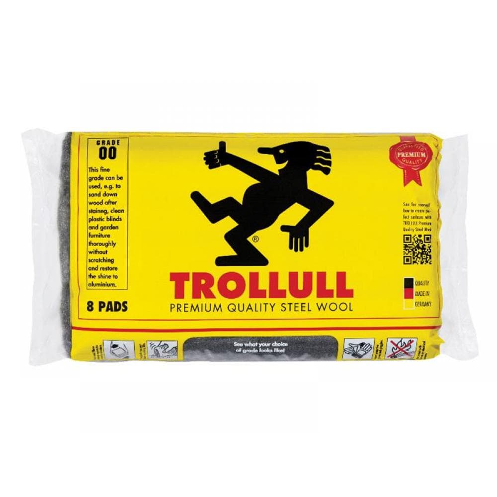 Trollull TRL771274 Extra Large Steel Wool Pads Grade 00 (Pack 8)