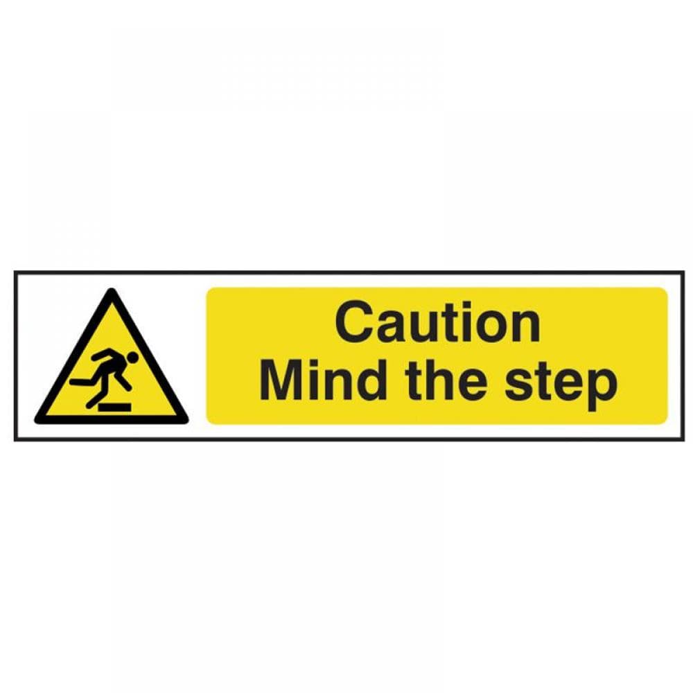 Scan 5109 Caution Mind The Step - Pvc Sign 200 X 50Mm