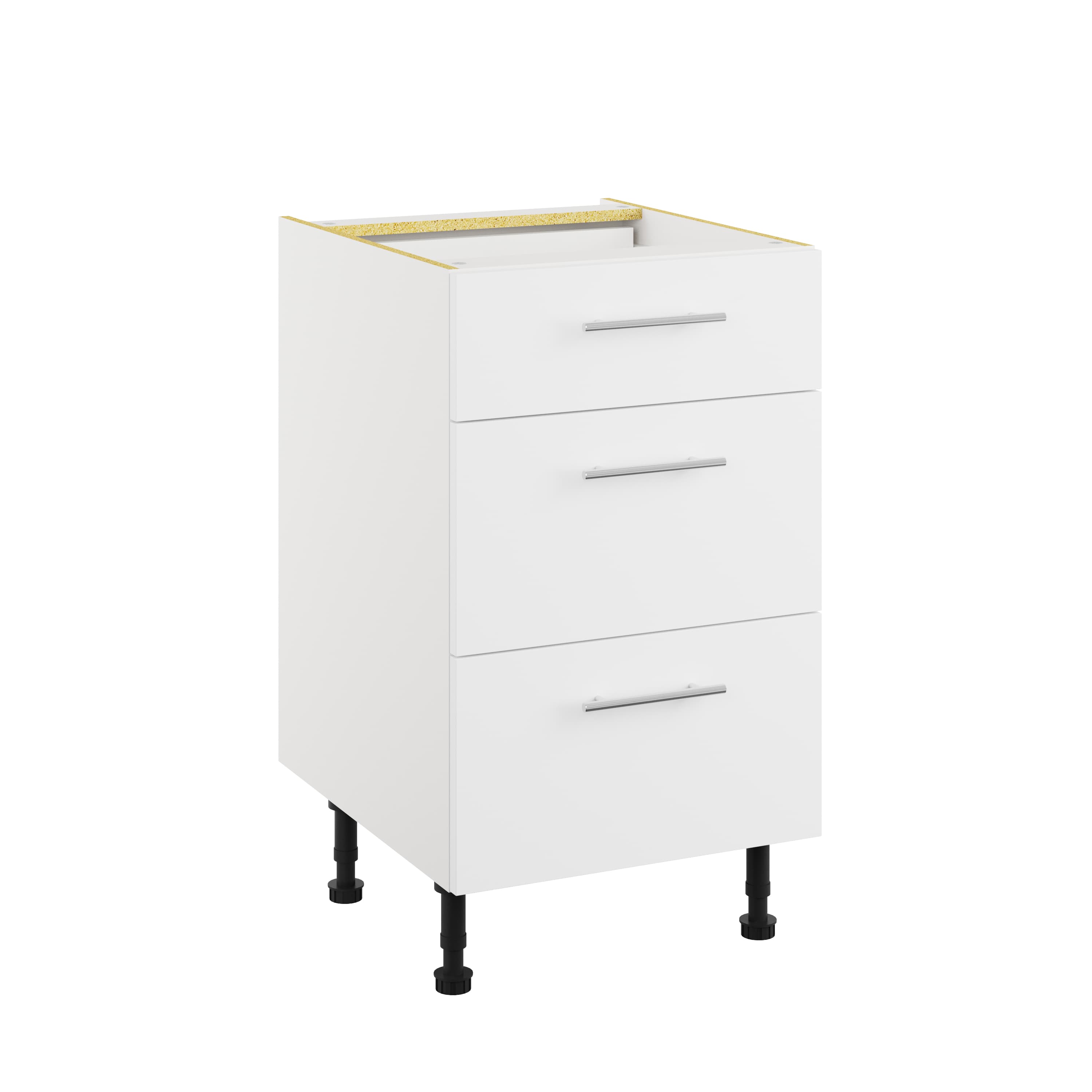 Essence White MFC 3 Drawer Base Unit, 500mm