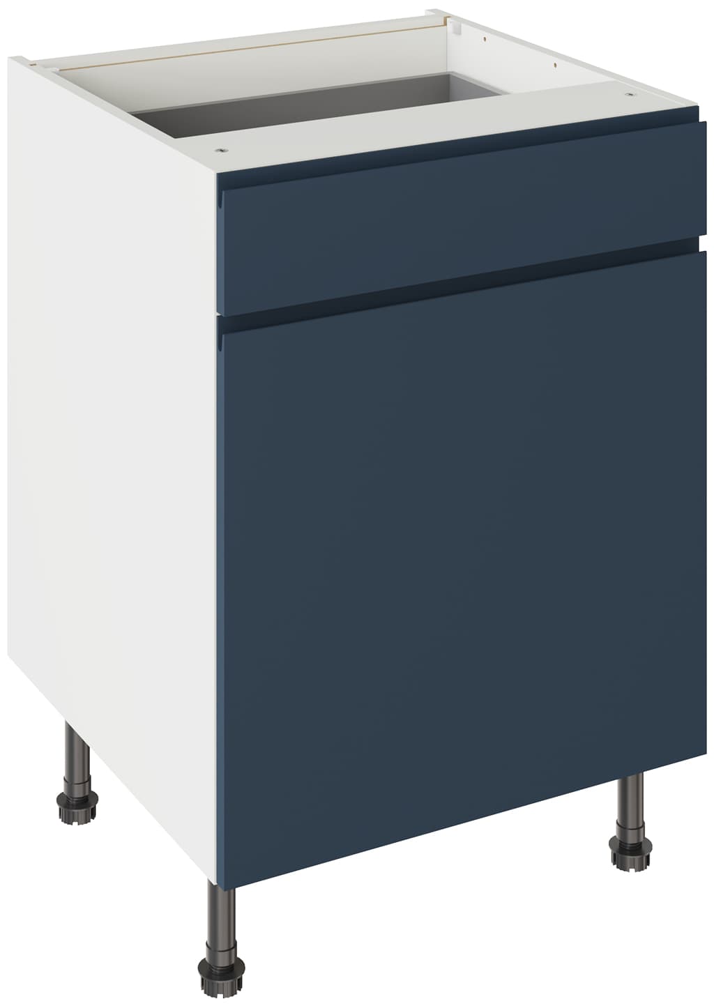 Flatpack 600 Drawerline Base Cabinet J-Pull Shaker Ultra Matt Indigo Blue
