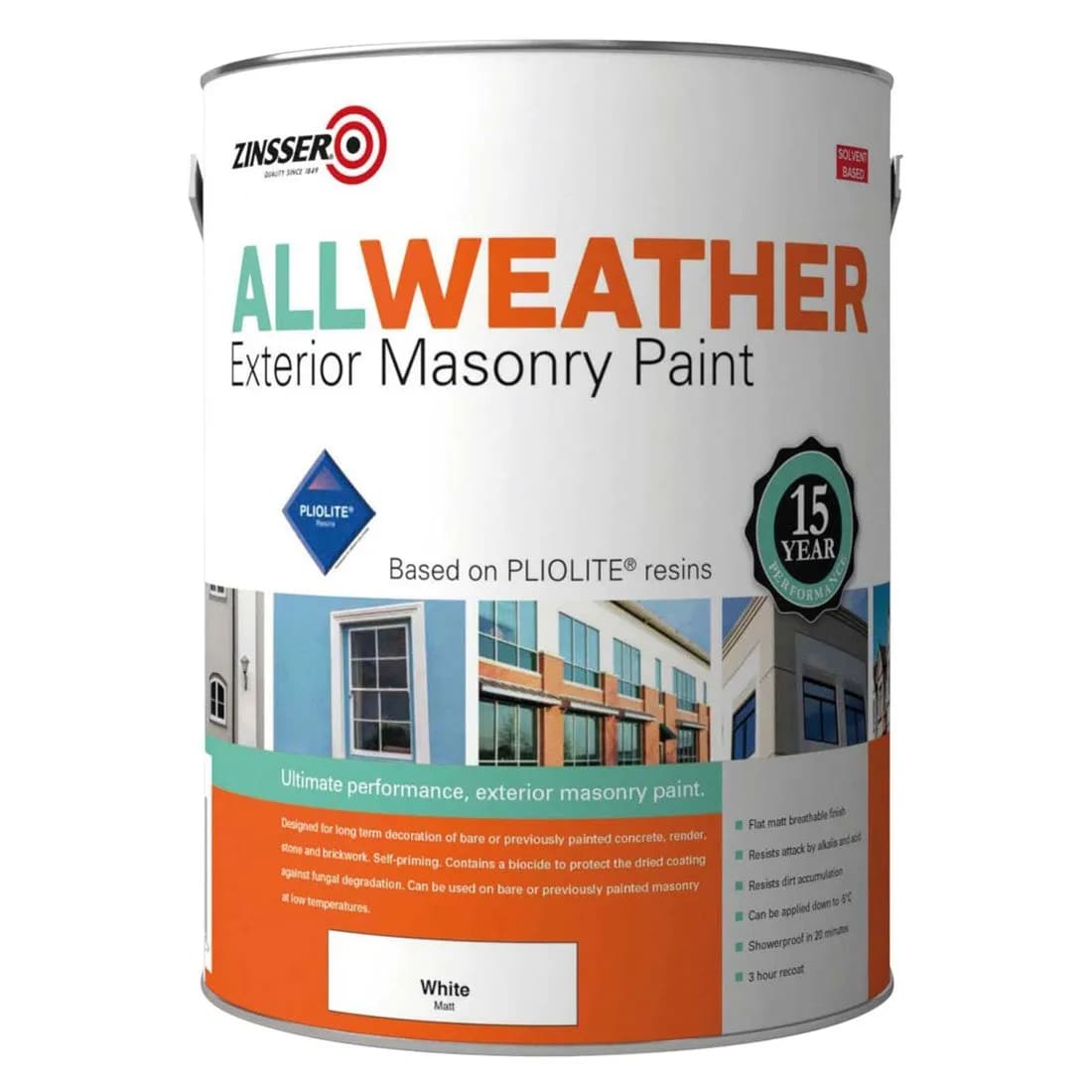 Zinsser Allweather Masonry Paint White 5L