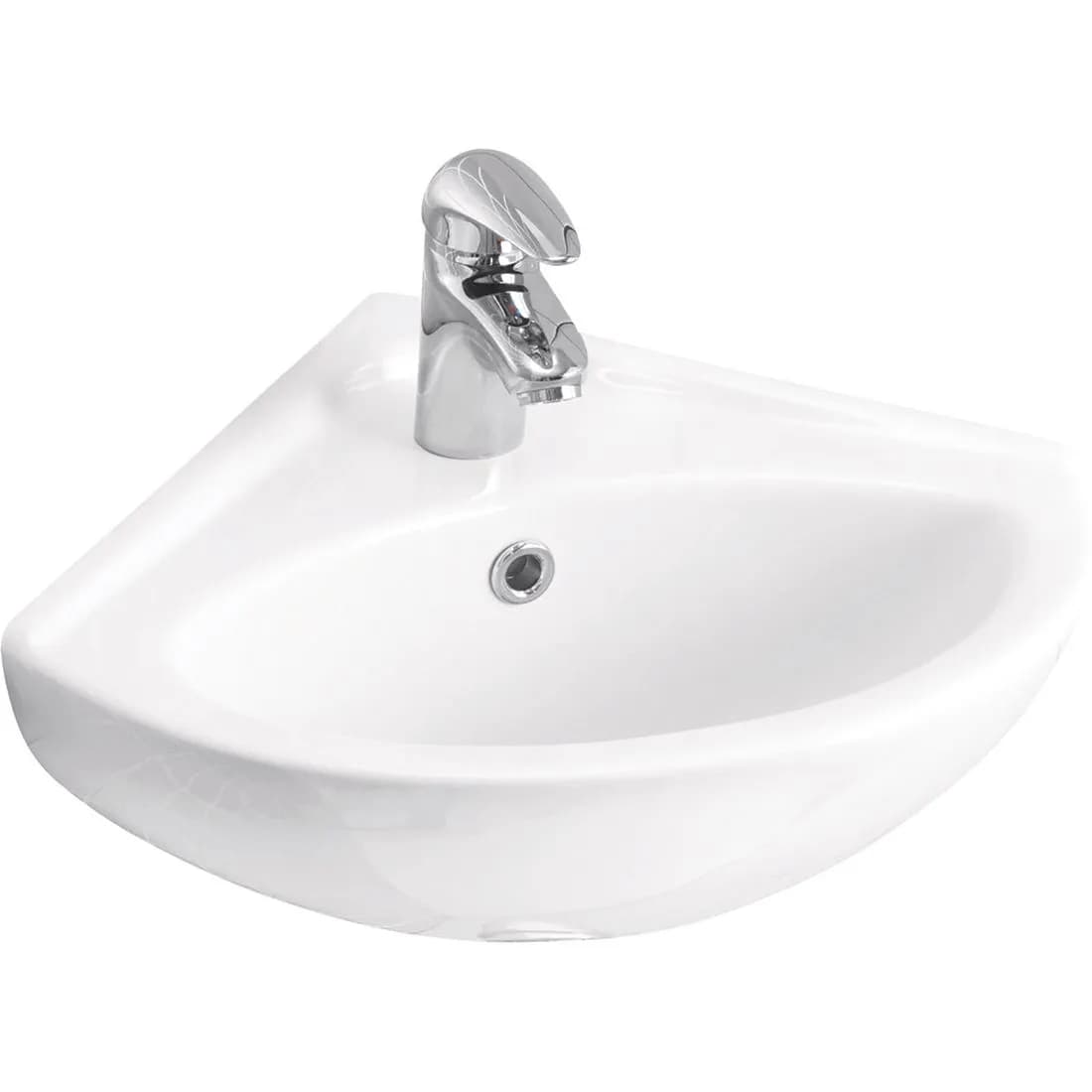 Atlas Pro Corner Basin 34Cm 1 Tap Hole White