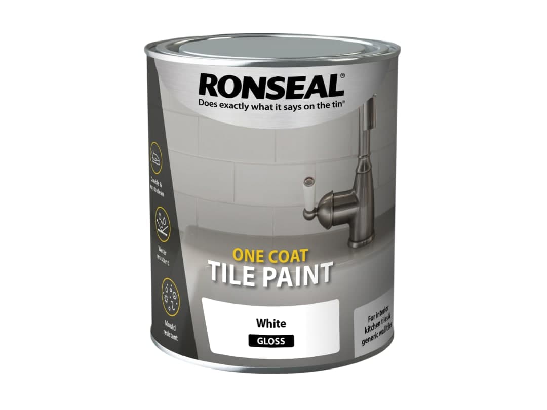 Ronseal One Coat Tile Paint White Gloss 750ml 37675