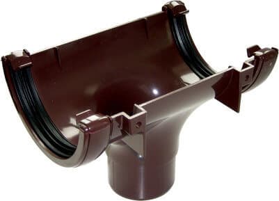 FloPlast Half Round Gutter Running Outlet - 112mm Brown