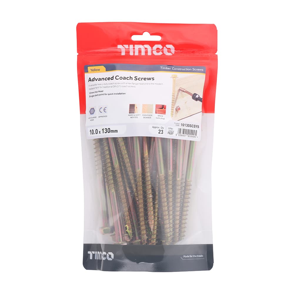 Timco Advanced Coach Screws - Hex Flange - Yellow TIMbag 23 10130SCSYB