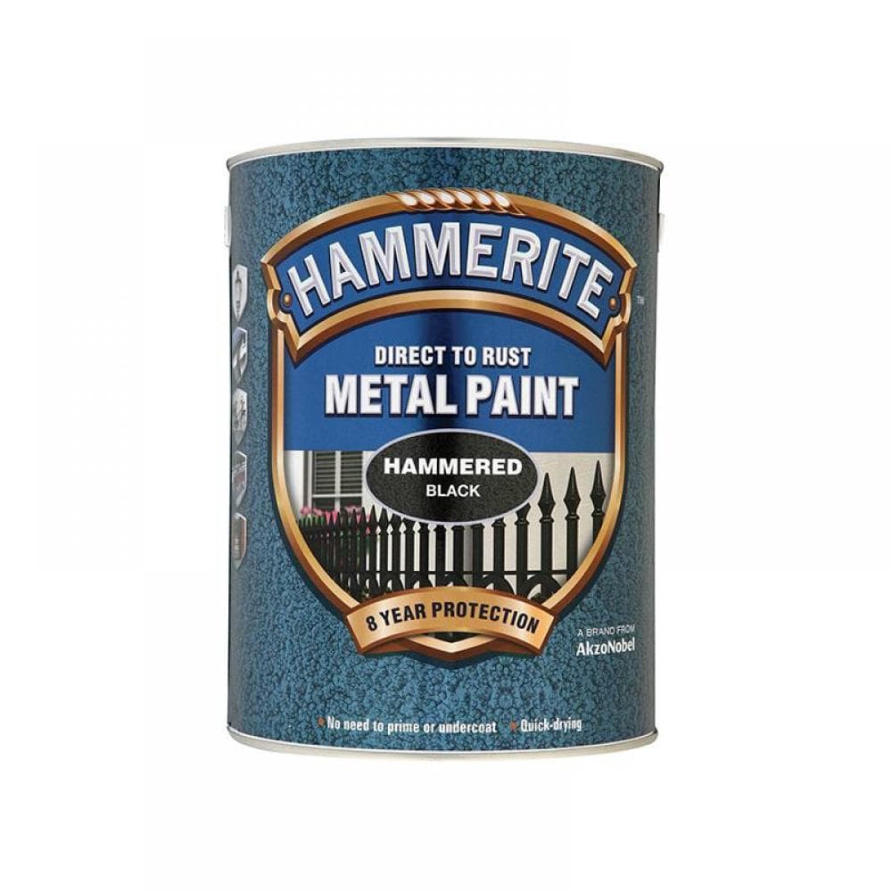 Hammerite 5084796 Direct To Rust Hammered Finish Metal Paint Black 5 Litre