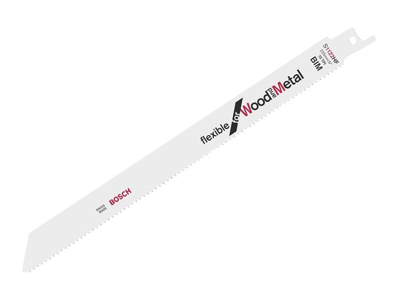 Bosch Powertool Accessories 2608656034 S 1122 Hf Flexible For Wood & Metal Blade 225Mm 10 Tpi Pack Of 100