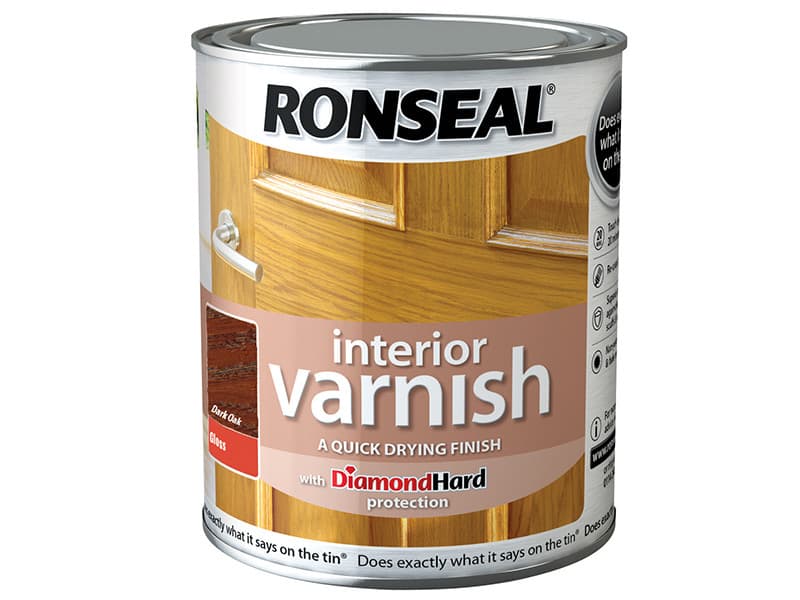 Ronseal 36850 Interior Varnish Quick Dry Gloss Dark Oak 750Ml