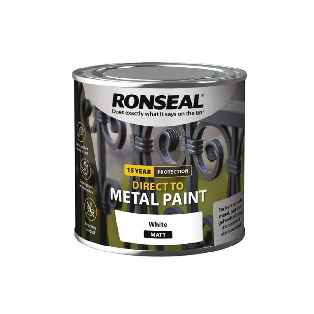 Ronseal 39184 Direct To Metal Paint White Matt 250Ml
