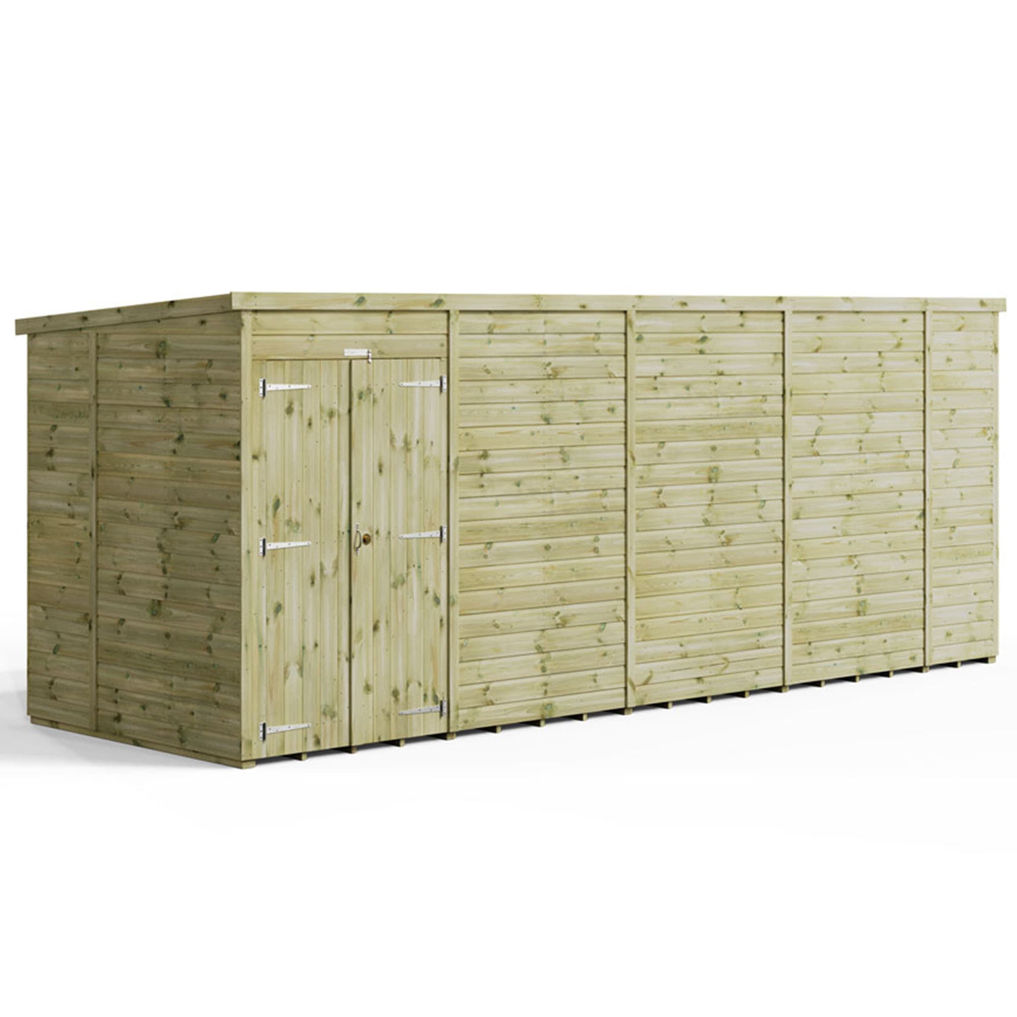 Powersheds 18x6 Premium Powersheds Pent No Windows Double Doors