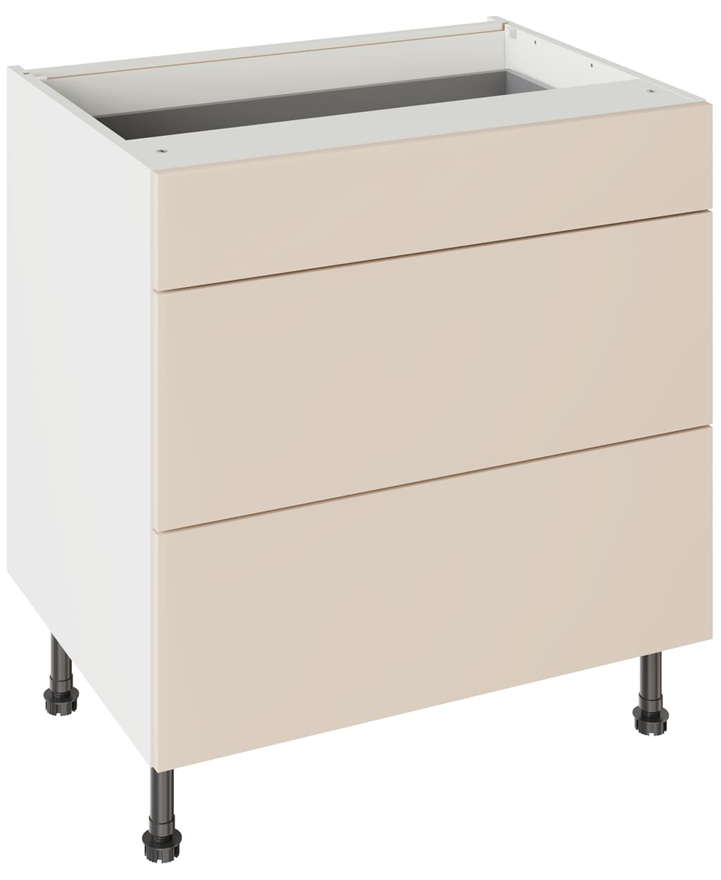 Kitchen Kit Flatpack 800 3 Drawer Base Kitchen Cabinet Slab Supermatt Cashmere