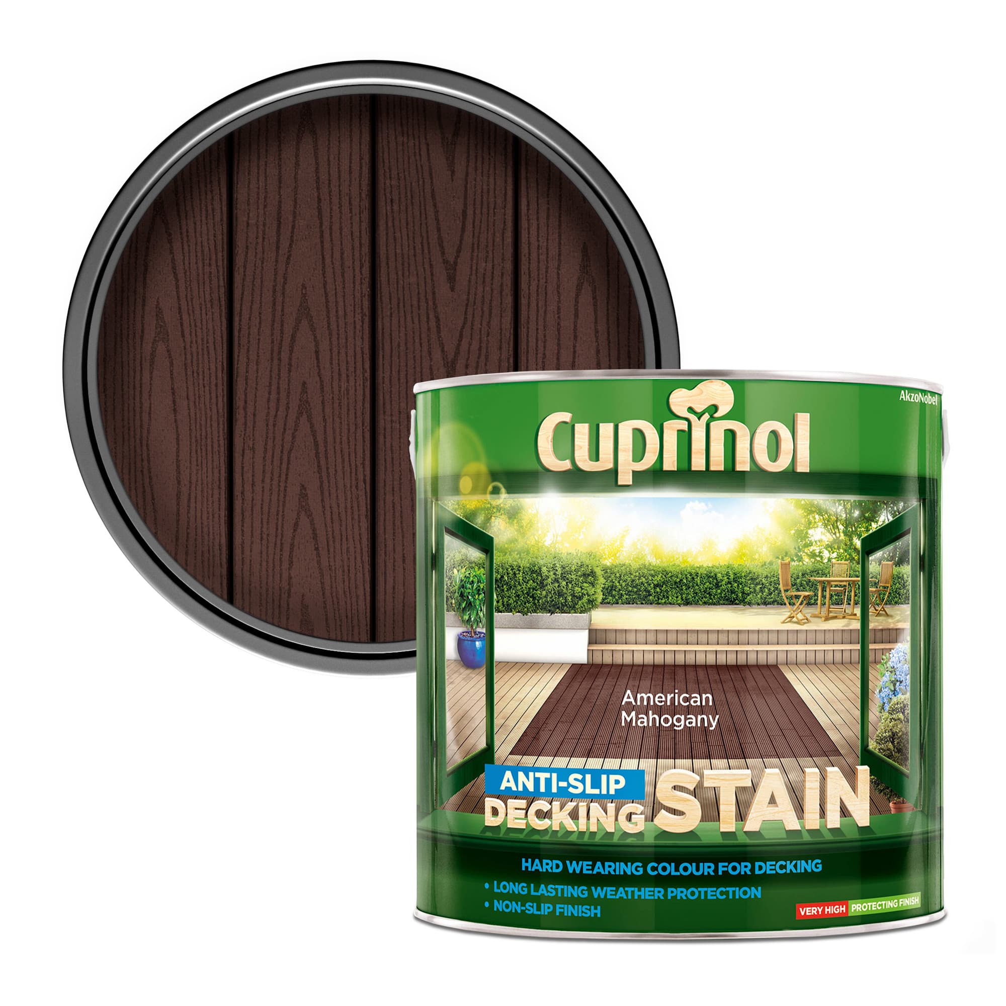Cuprinol American Mahogany Quick Drying Anti Slip Decking Stain, 2.5L